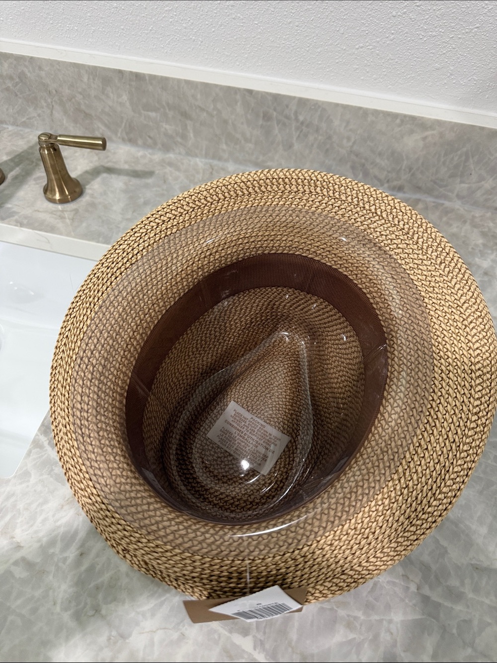 Eric Javits Natural Straw Fedora with White Band - Picture 4 of 5